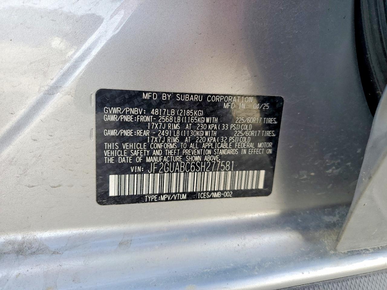 2025 SUBARU CROSSTREK