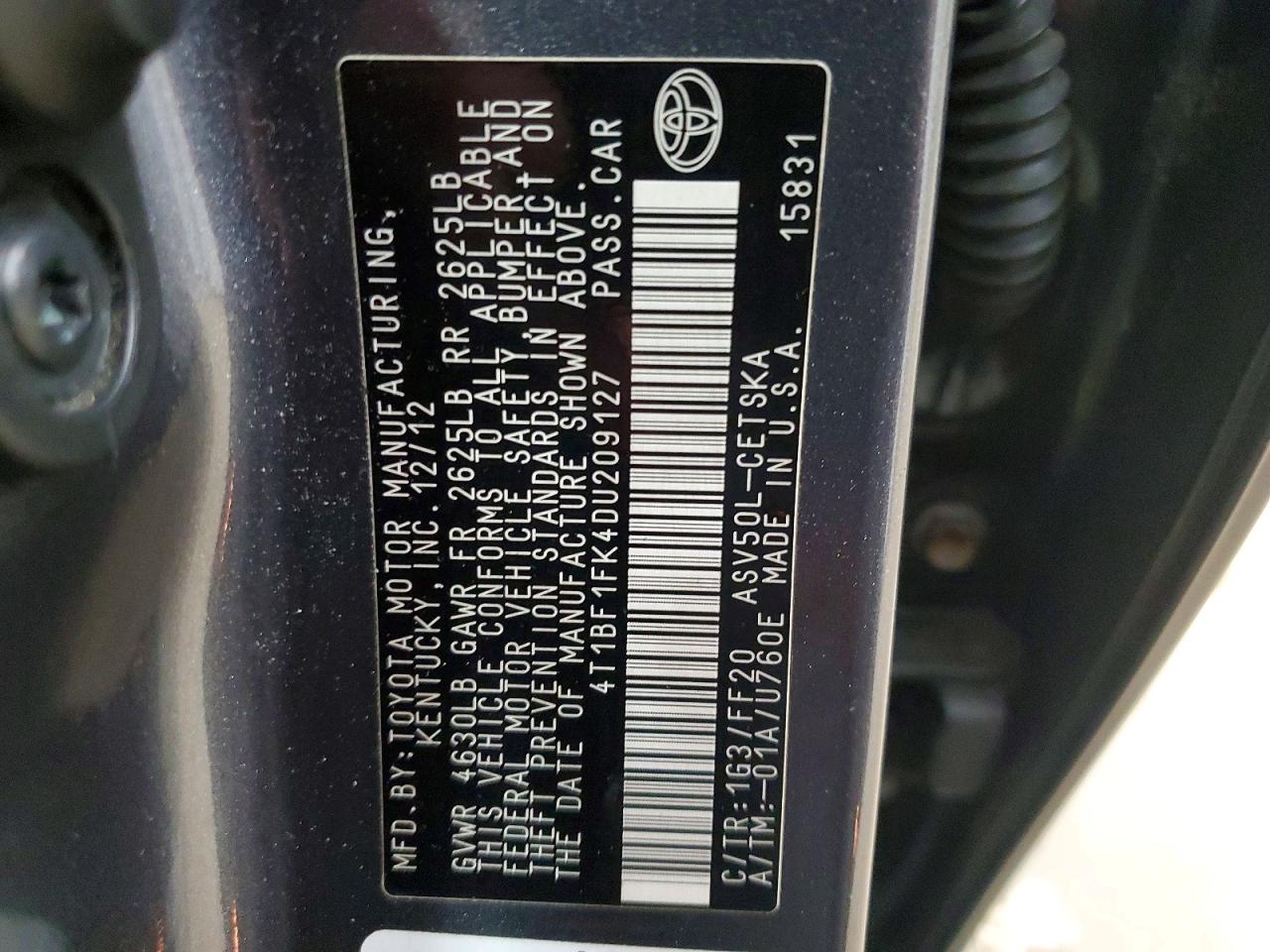 2013 TOYOTA CAMRY