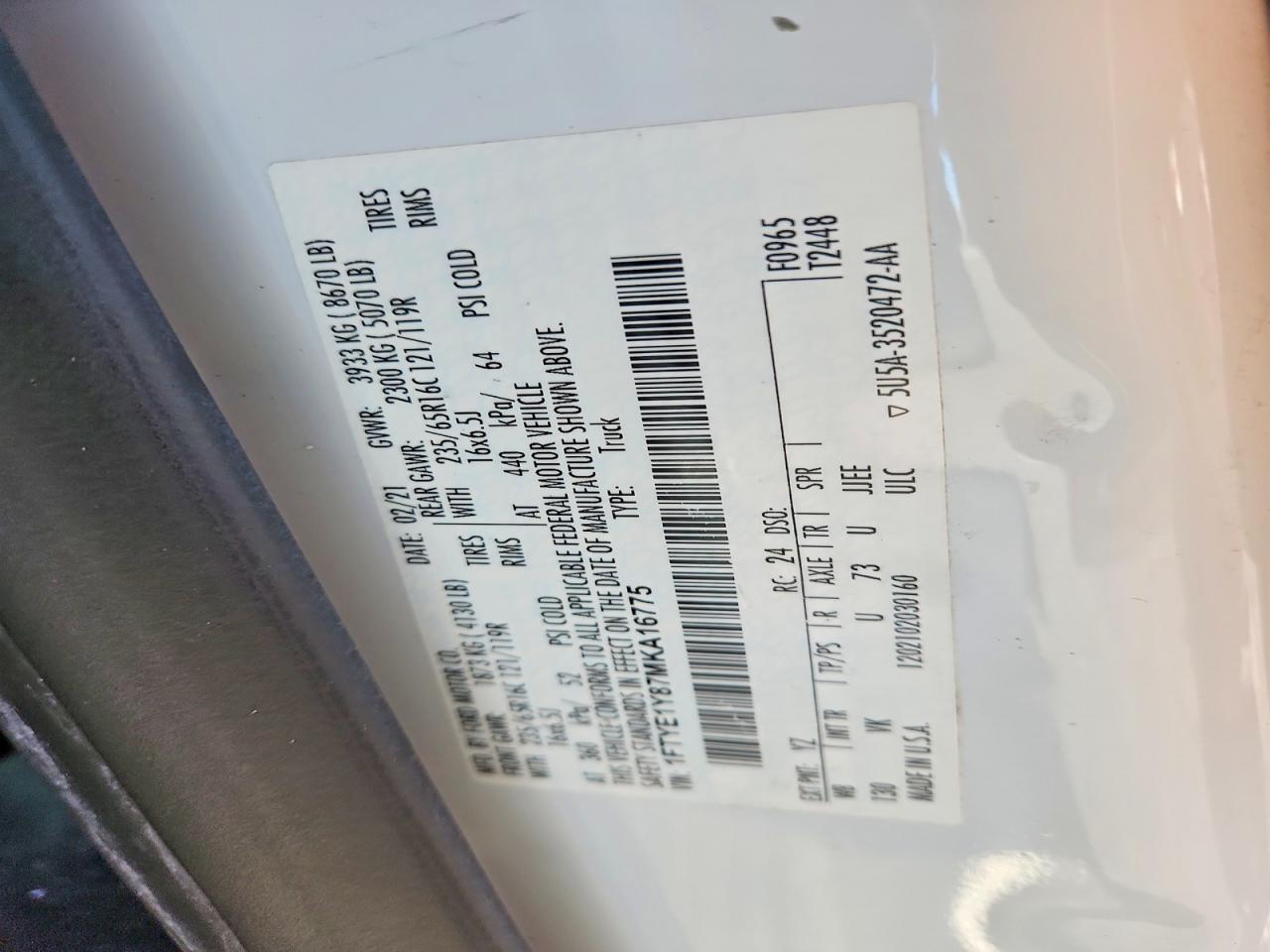 2021 FORD TRANSIT