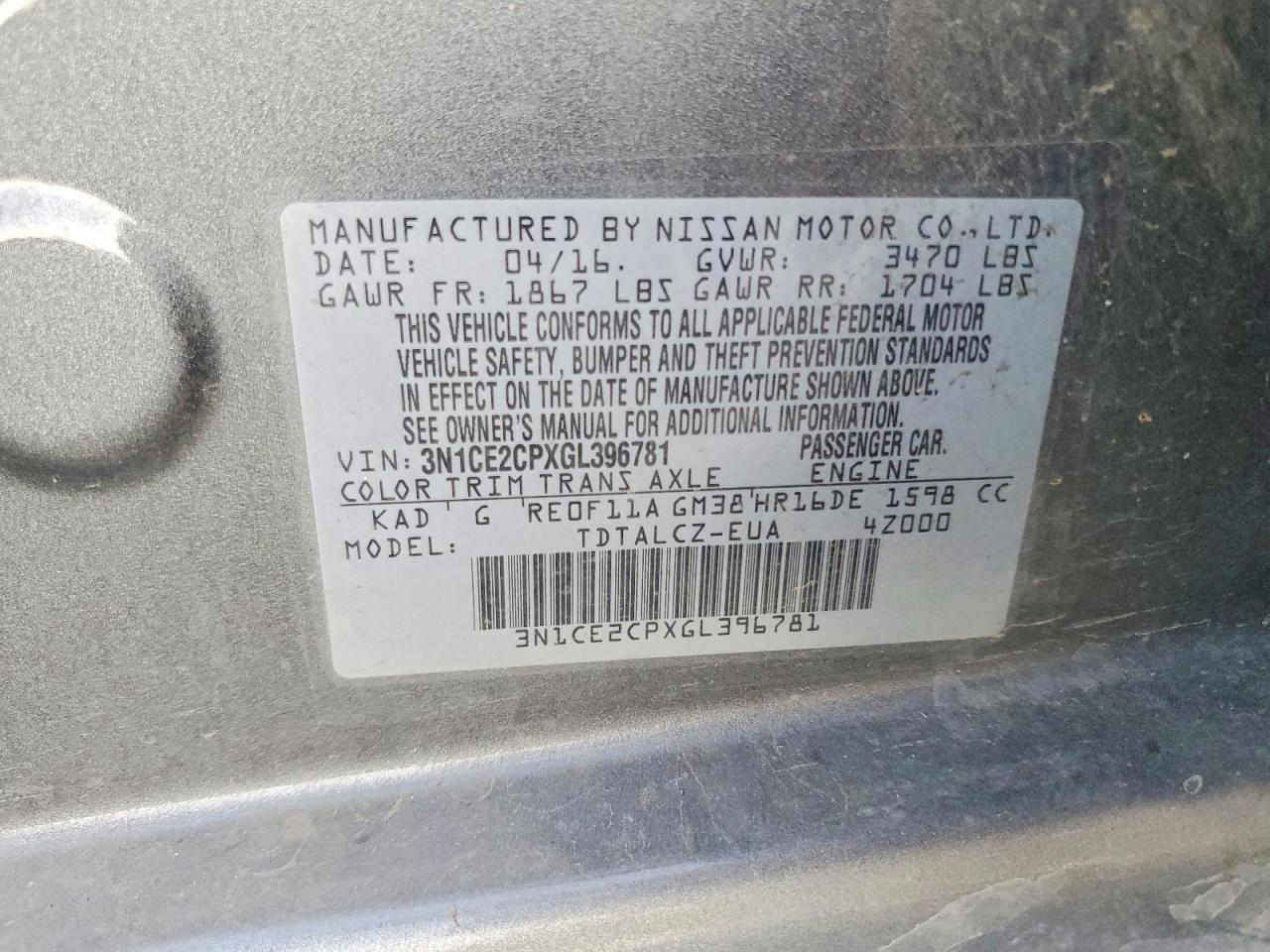 2016 NISSAN VERSA