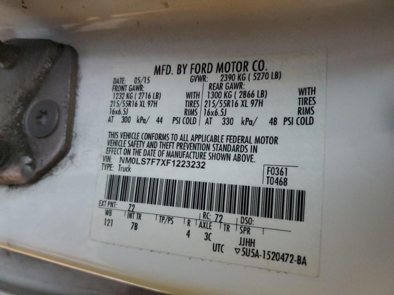 2015 FORD TRANSIT