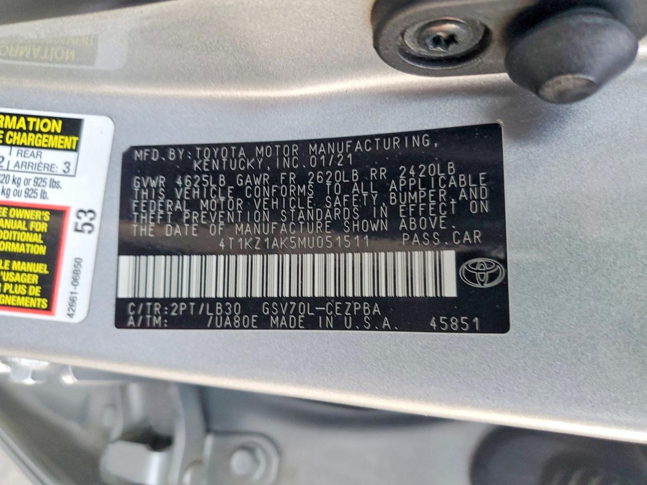 2021 TOYOTA CAMRY