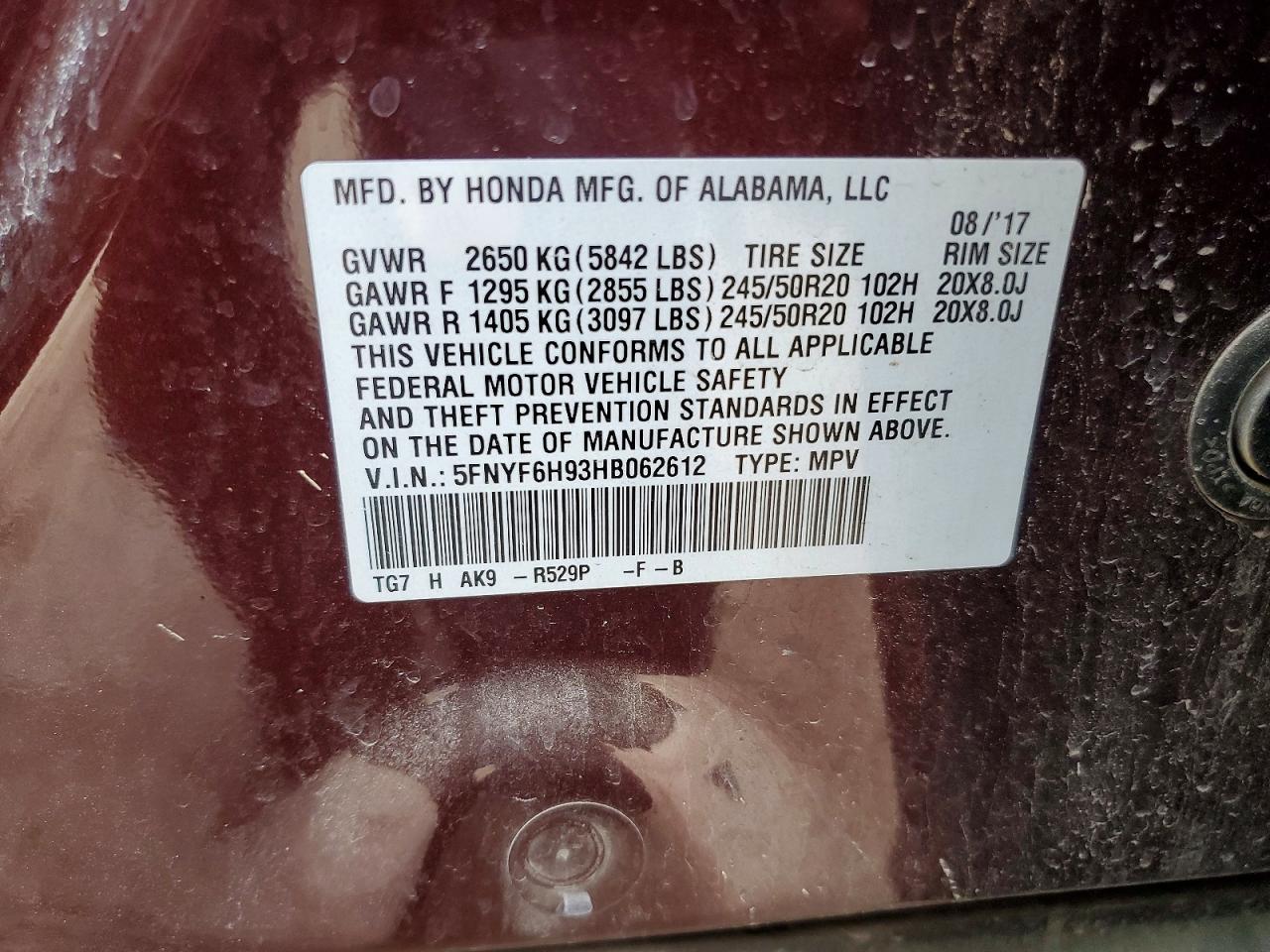 2017 HONDA PILOT