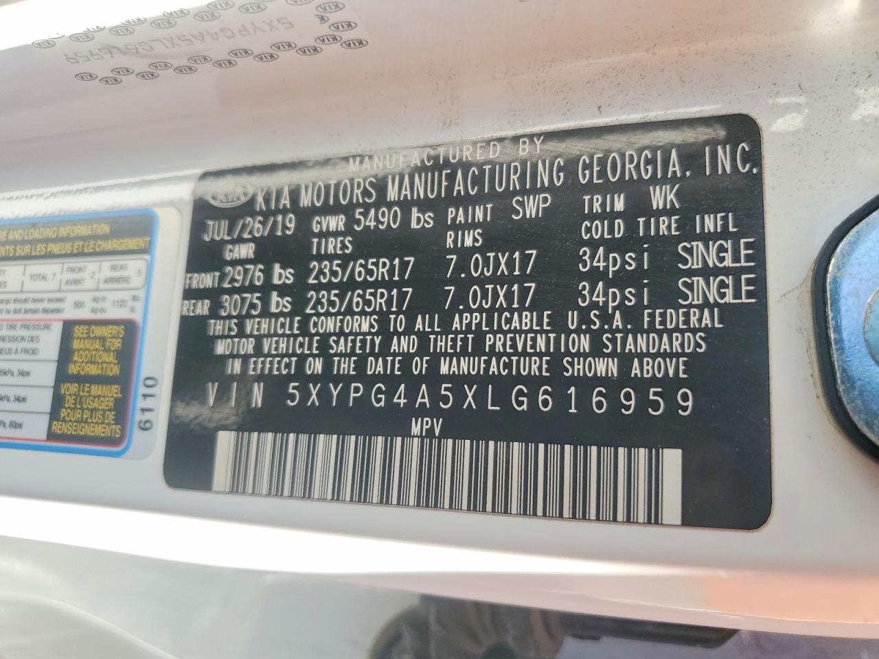 2020 KIA SORENTO