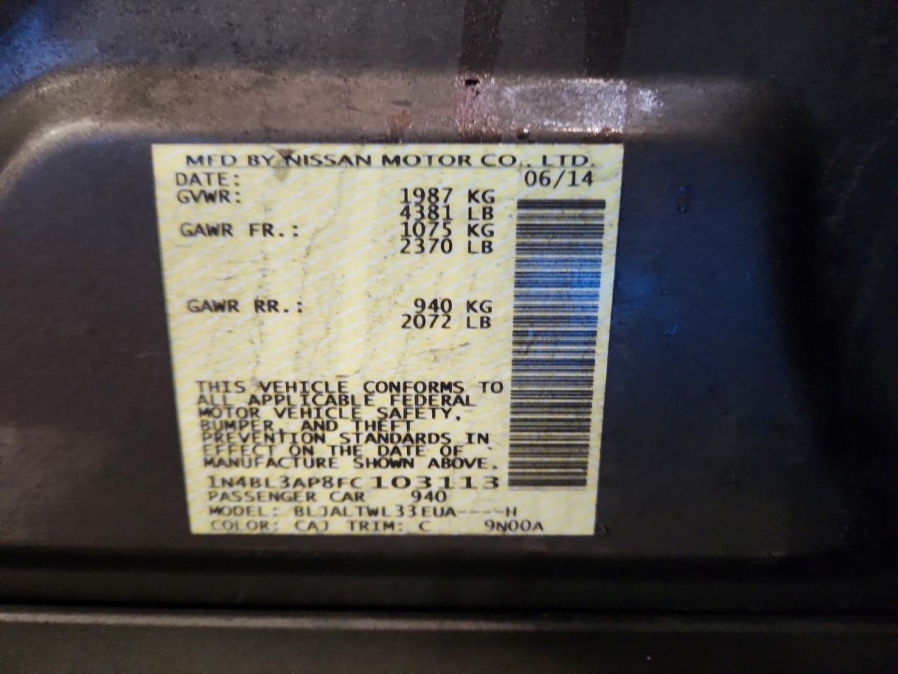 2015 NISSAN ALTIMA