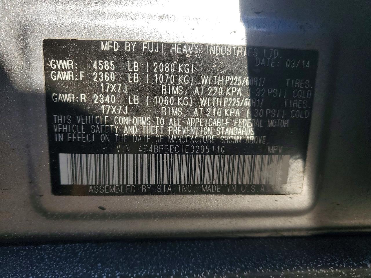 2014 SUBARU OUTBACK