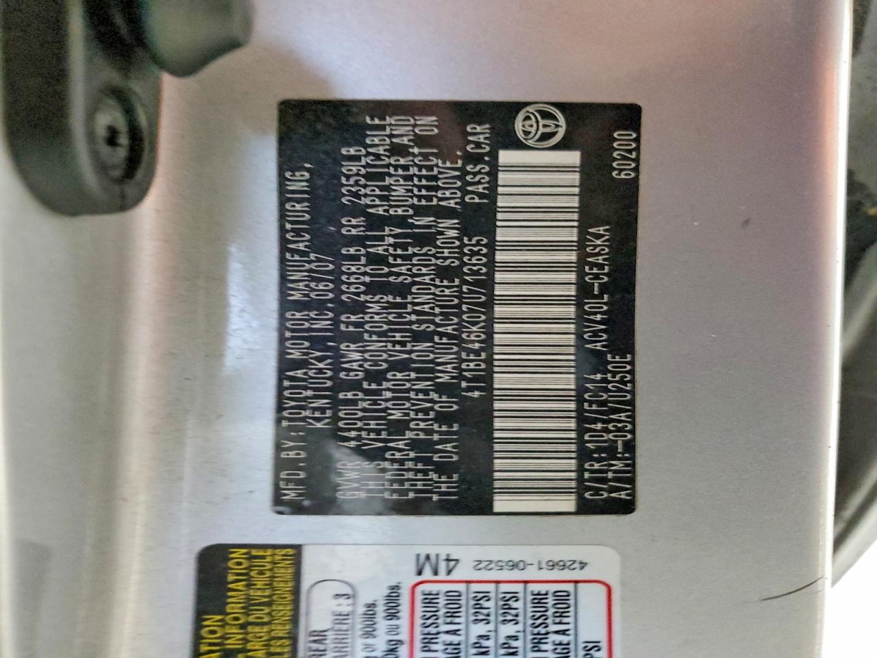 2007 TOYOTA CAMRY
