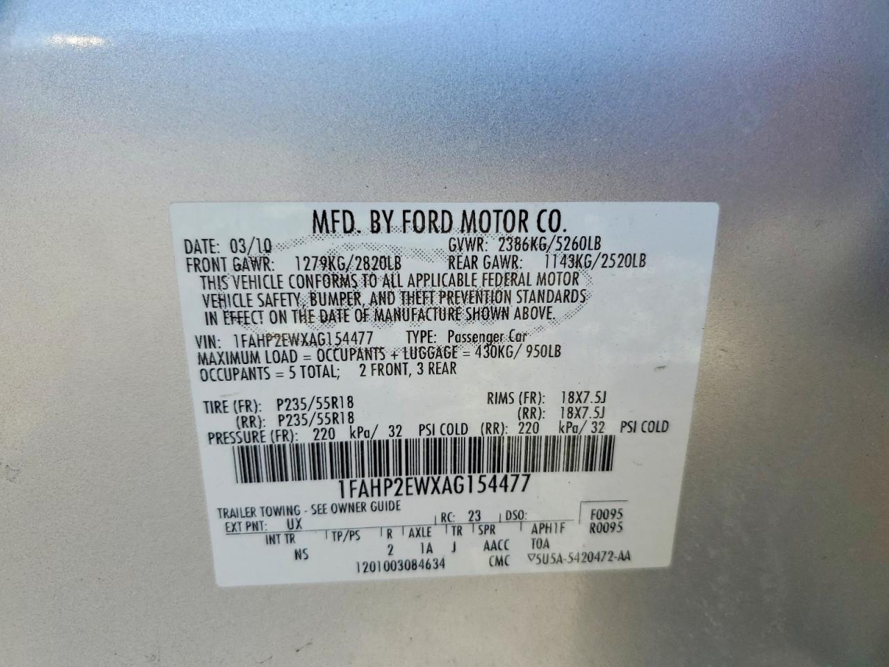 2010 FORD TAURUS
