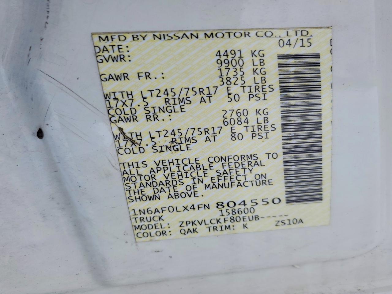 2015 NISSAN NV