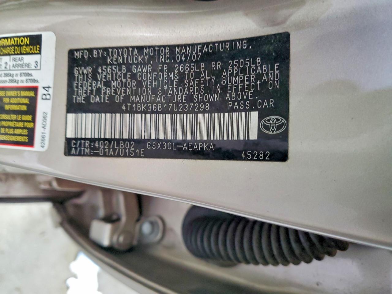 2007 TOYOTA AVALON