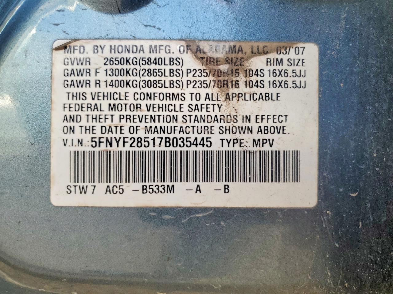 2007 HONDA PILOT