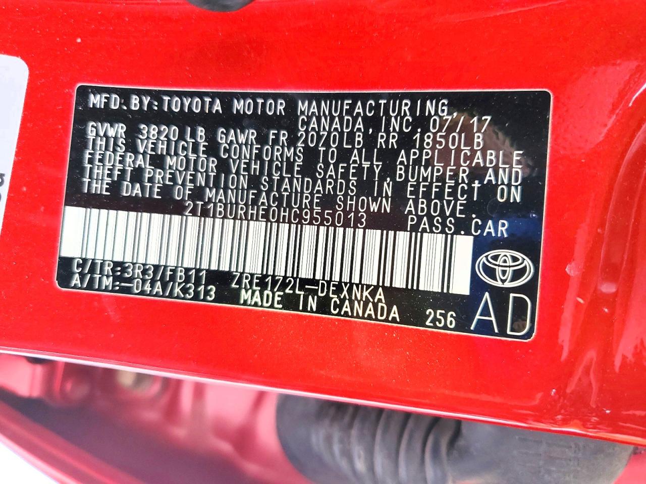 2017 TOYOTA COROLLA