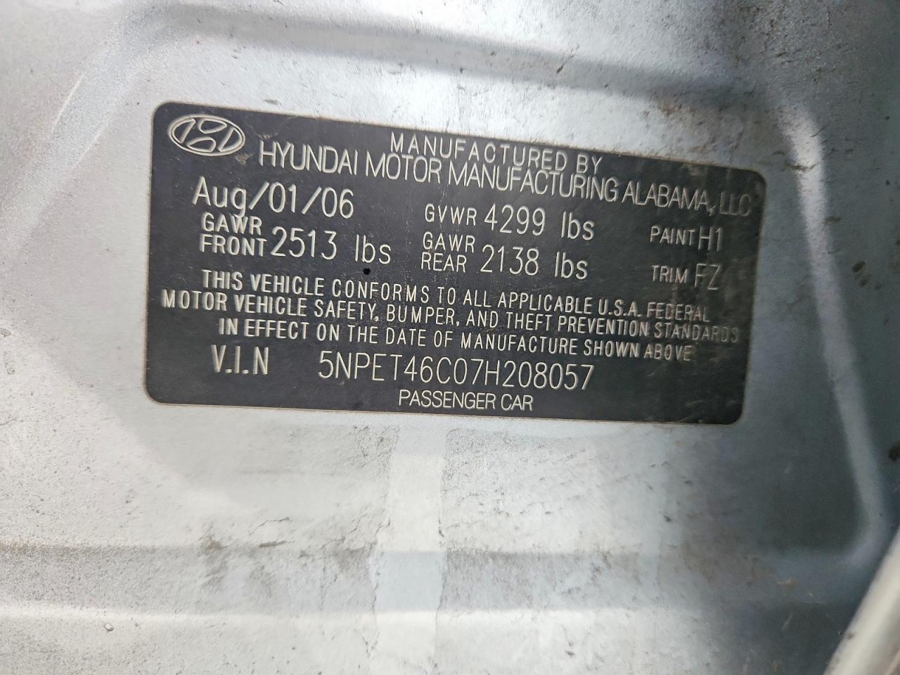 2007 HYUNDAI SONATA