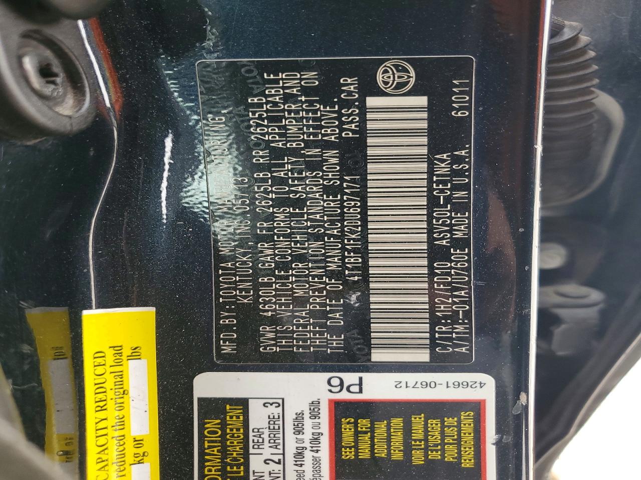 2013 TOYOTA CAMRY
