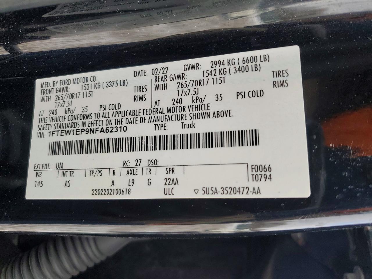 2022 FORD F150