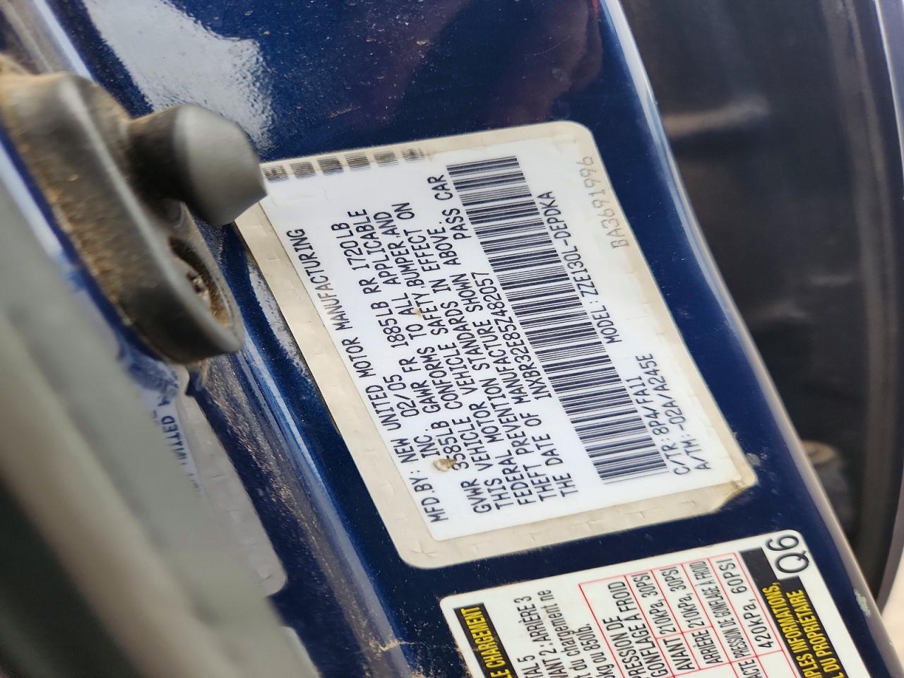 2005 TOYOTA COROLLA