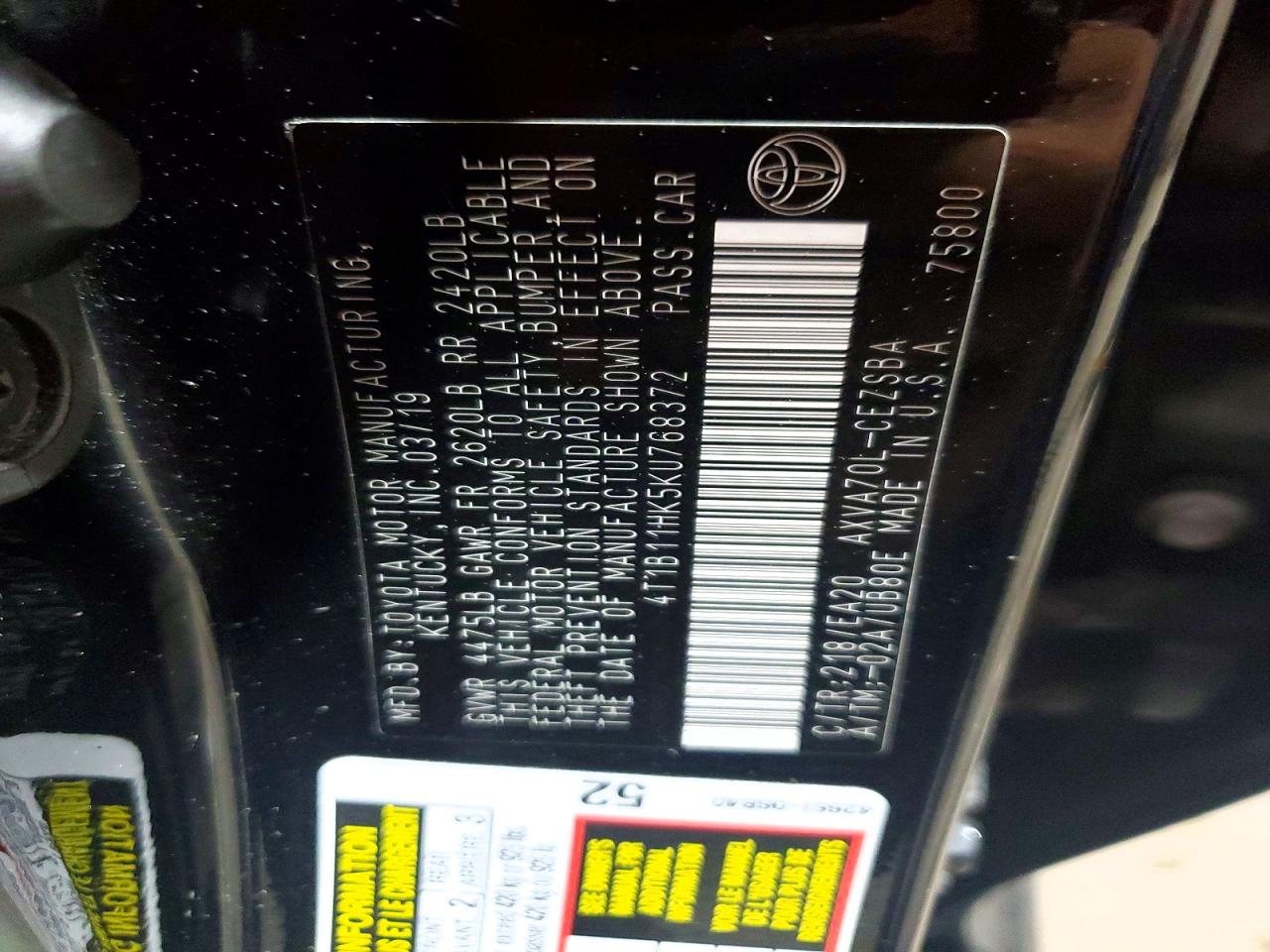 2019 TOYOTA CAMRY
