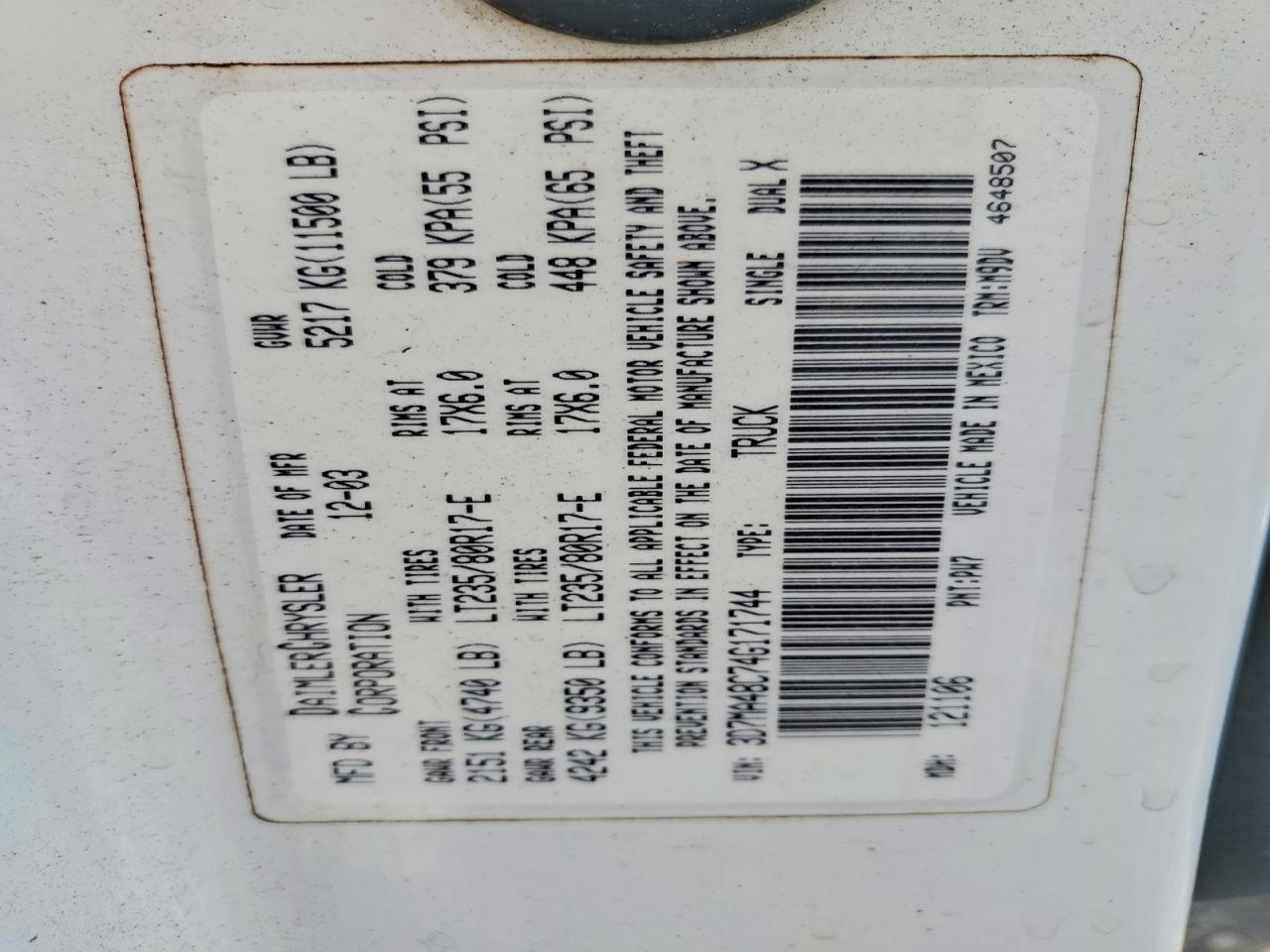 2004 DODGE RAM 3500