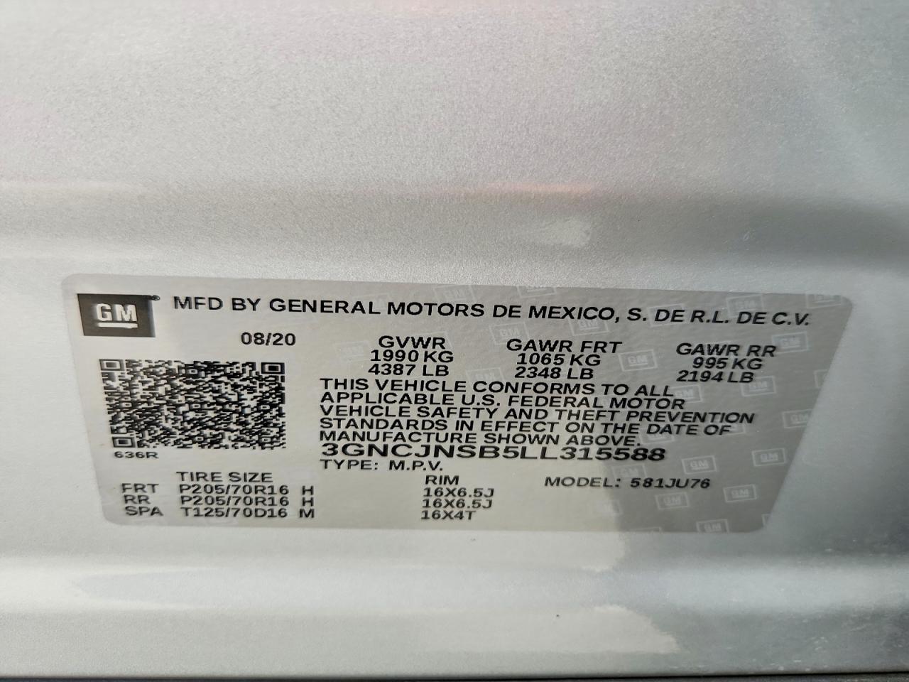 2020 CHEVROLET TRAX