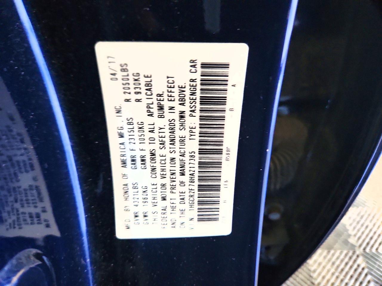 2017 HONDA ACCORD