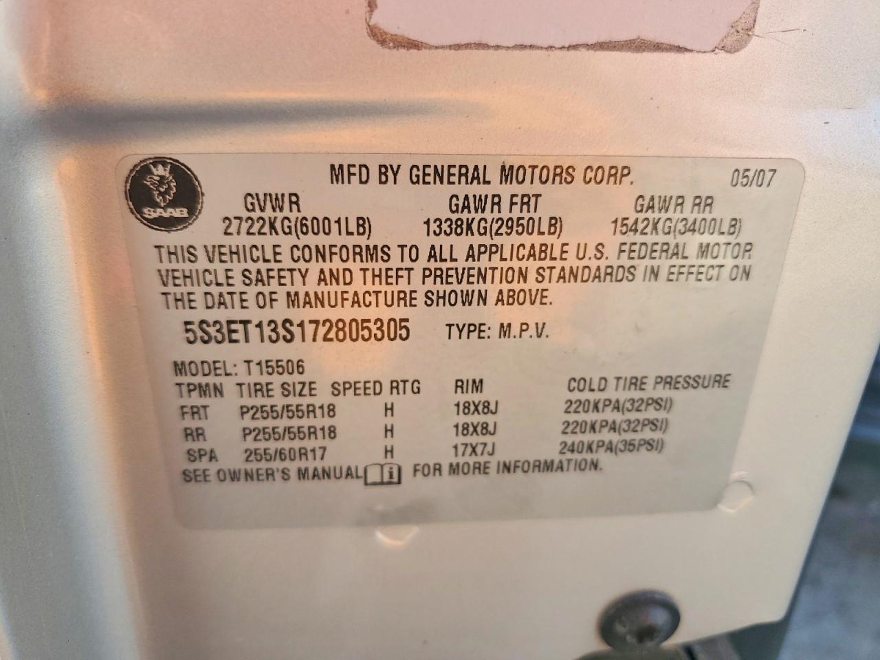 2007 SAAB 9-7X