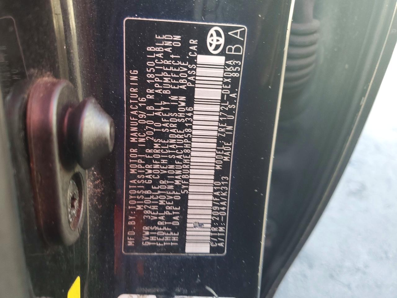 2017 TOYOTA COROLLA