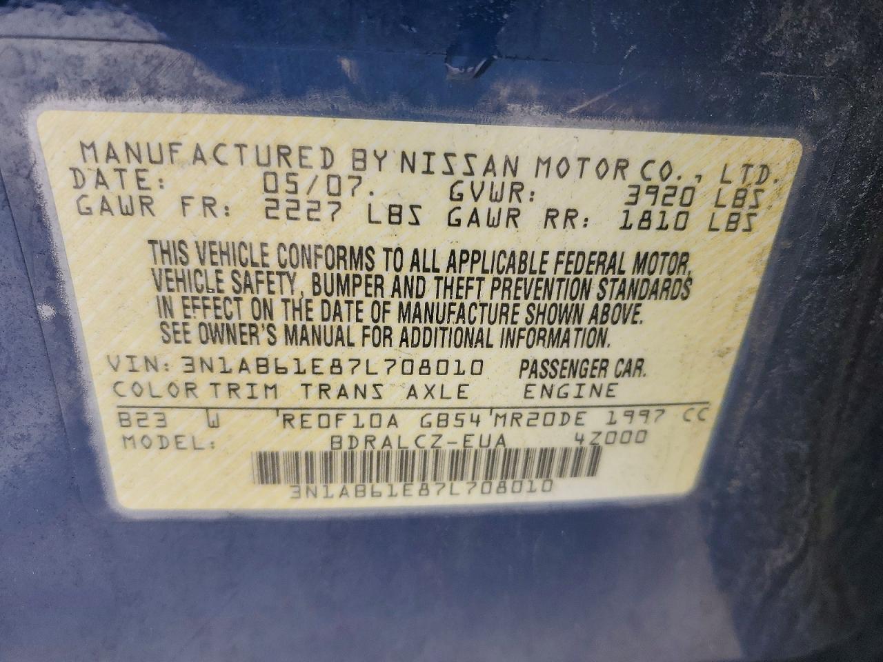 2007 NISSAN SENTRA