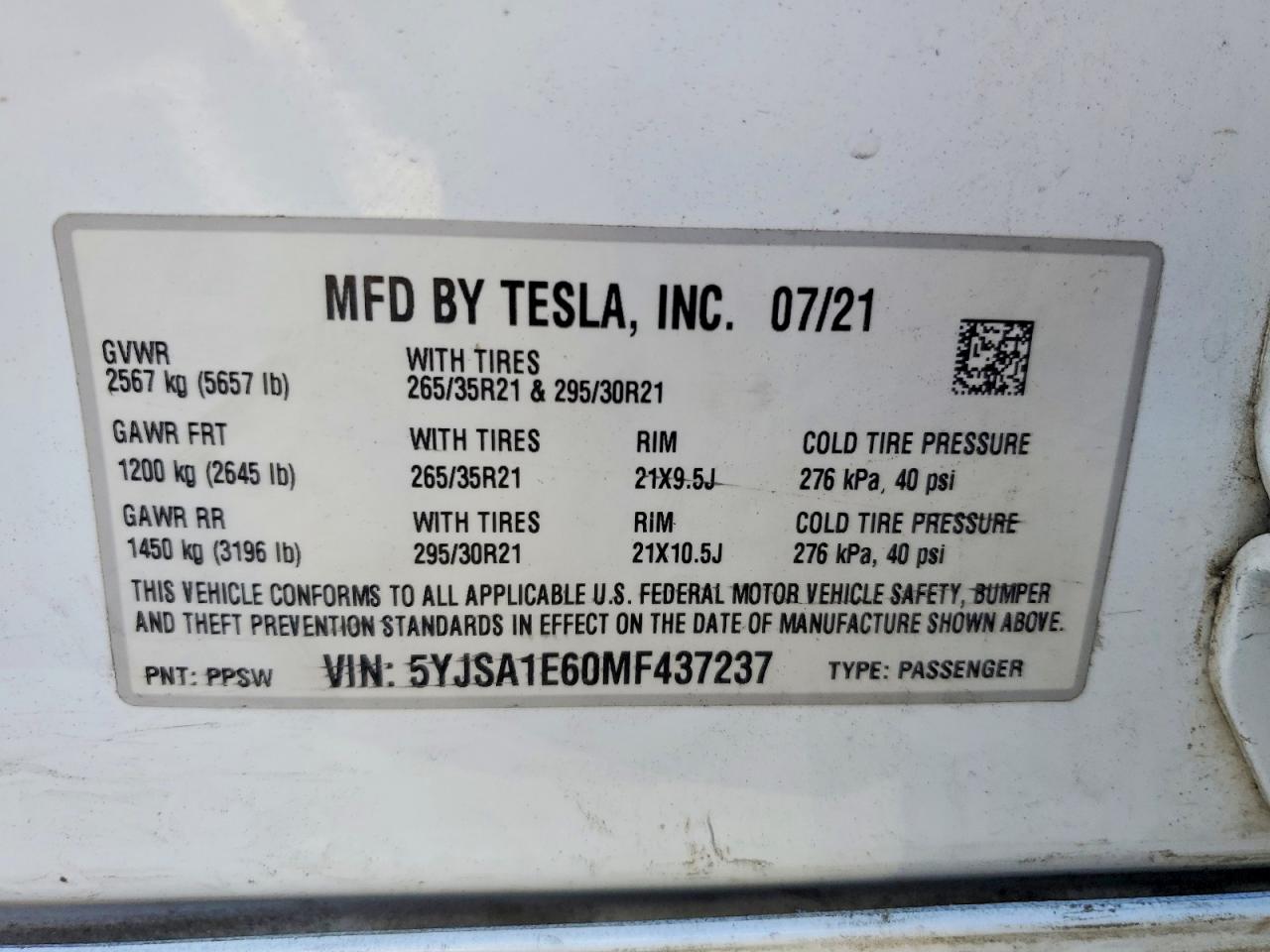 2021 TESLA MODEL S