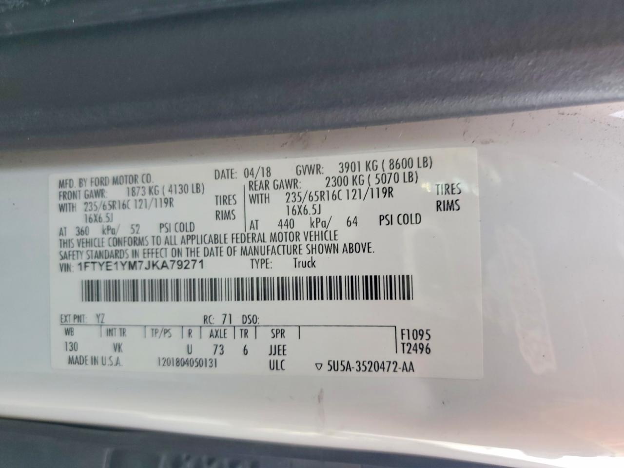 2018 FORD TRANSIT