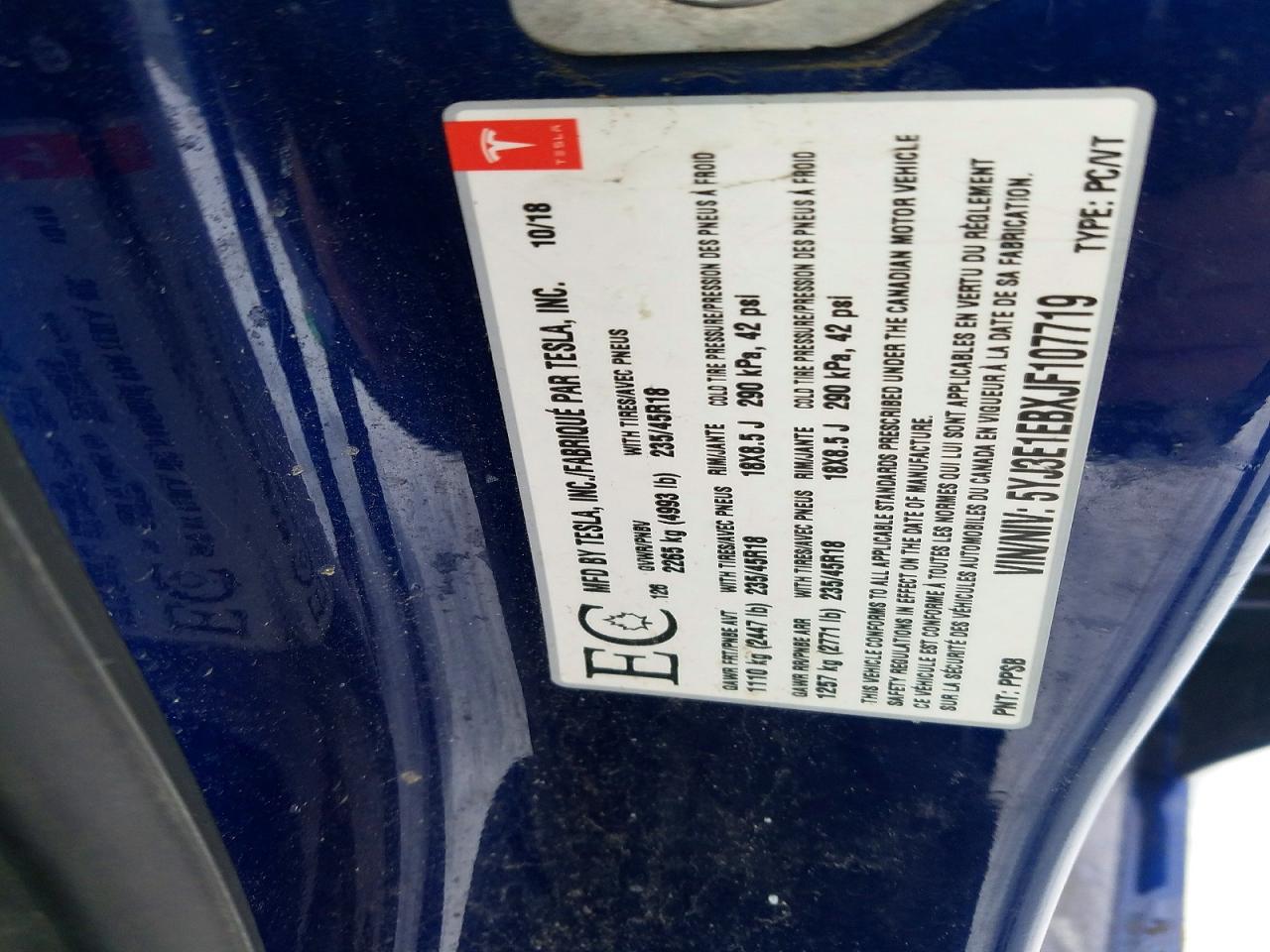 2018 TESLA MODEL 3
