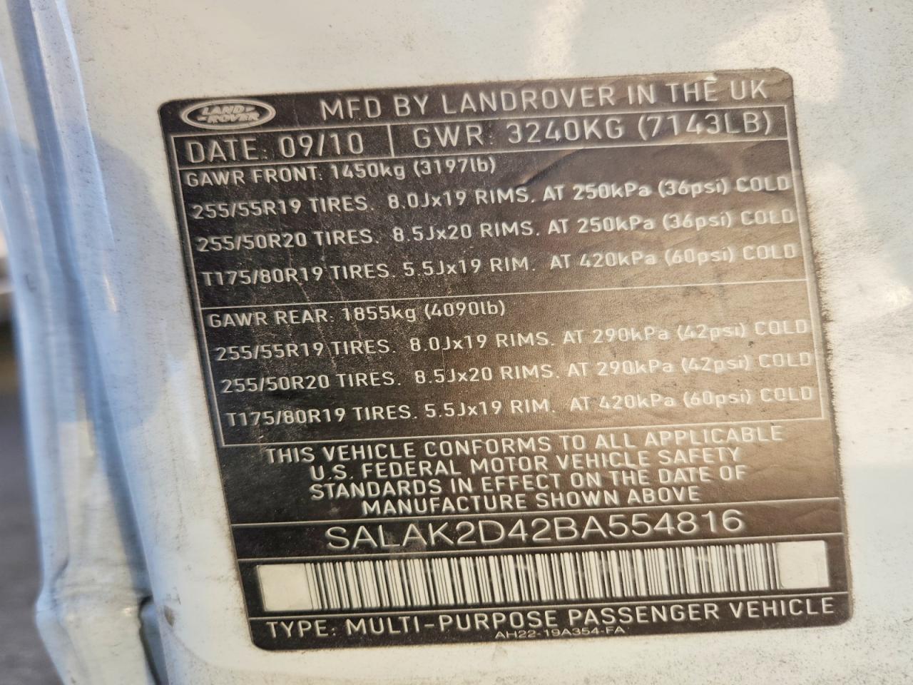 2011 LAND ROVER LR4