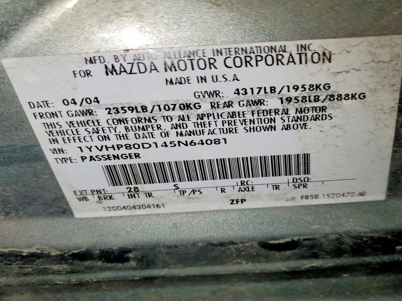 2004 MAZDA 6