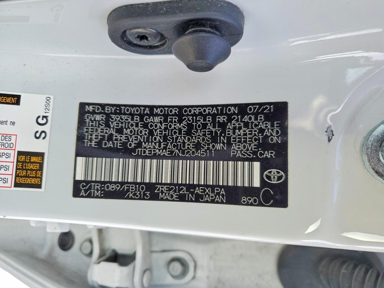 2022 TOYOTA COROLLA