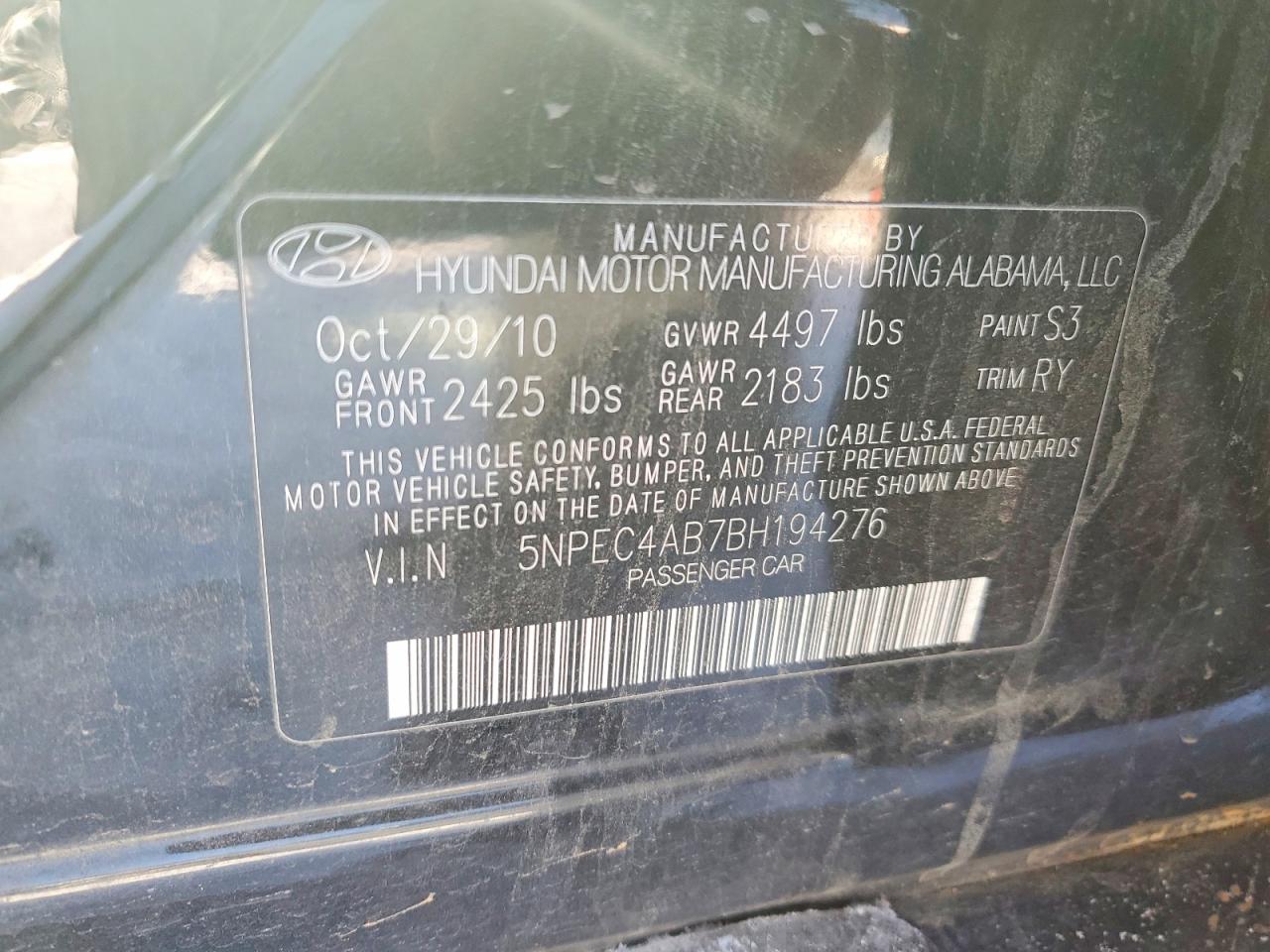 2011 HYUNDAI SONATA