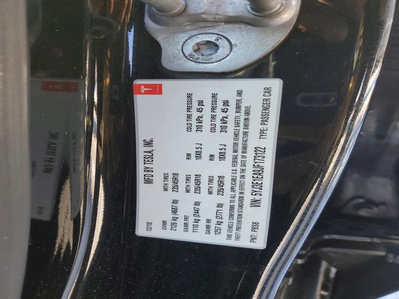 2018 TESLA MODEL 3
