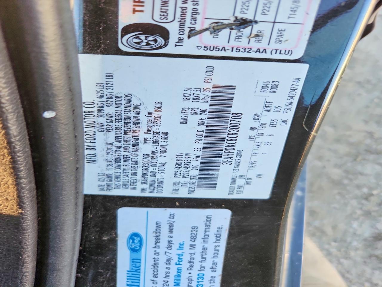 2012 FORD FUSION