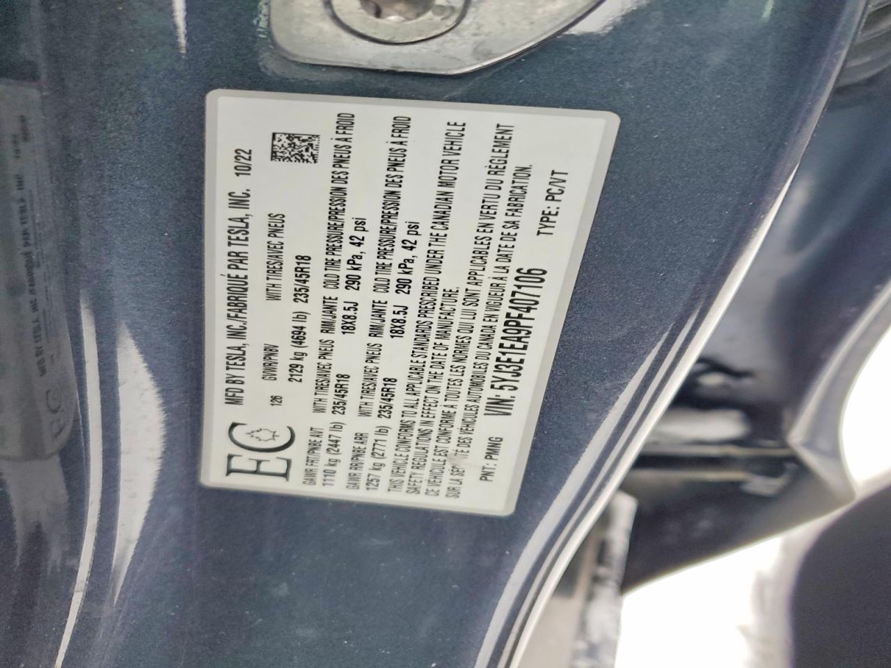 2023 TESLA MODEL 3