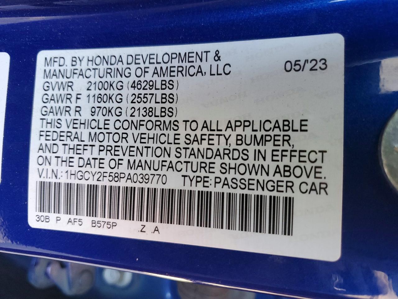 2023 HONDA ACCORD