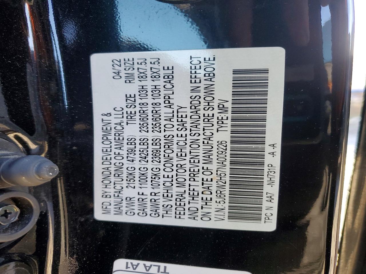 2022 HONDA CRV