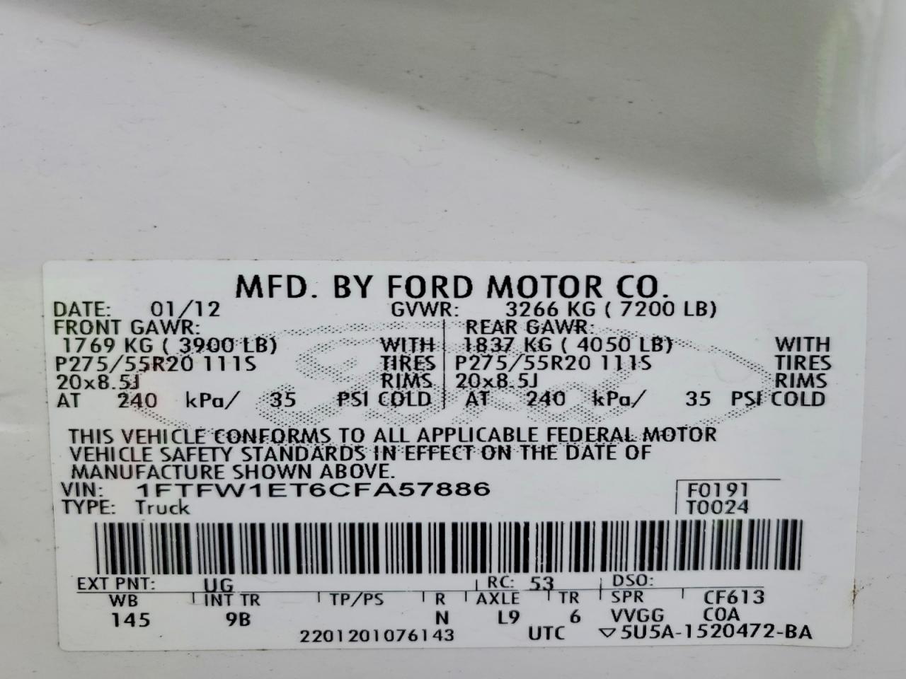 2012 FORD F150