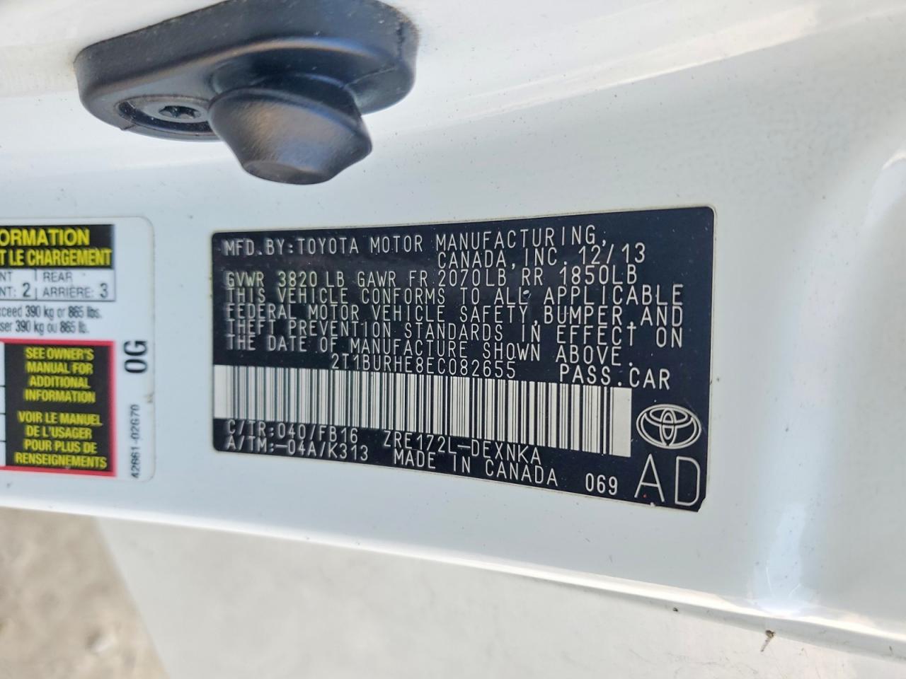 2014 TOYOTA COROLLA