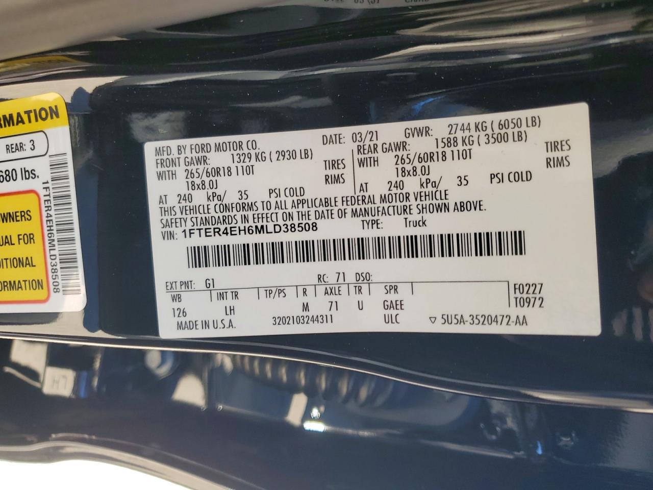 2021 FORD RANGER