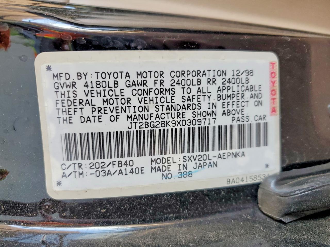 1999 TOYOTA CAMRY