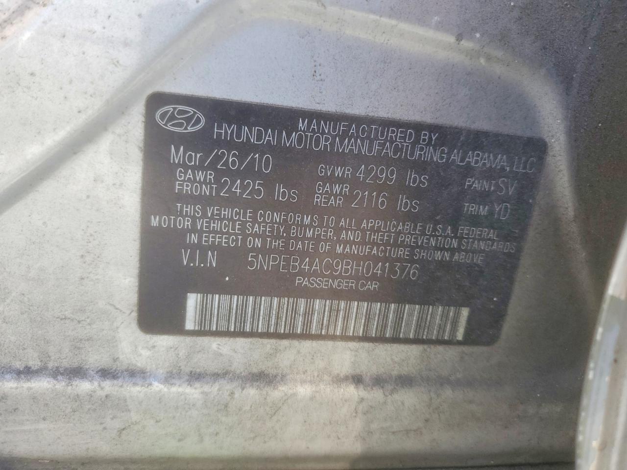 2011 HYUNDAI SONATA