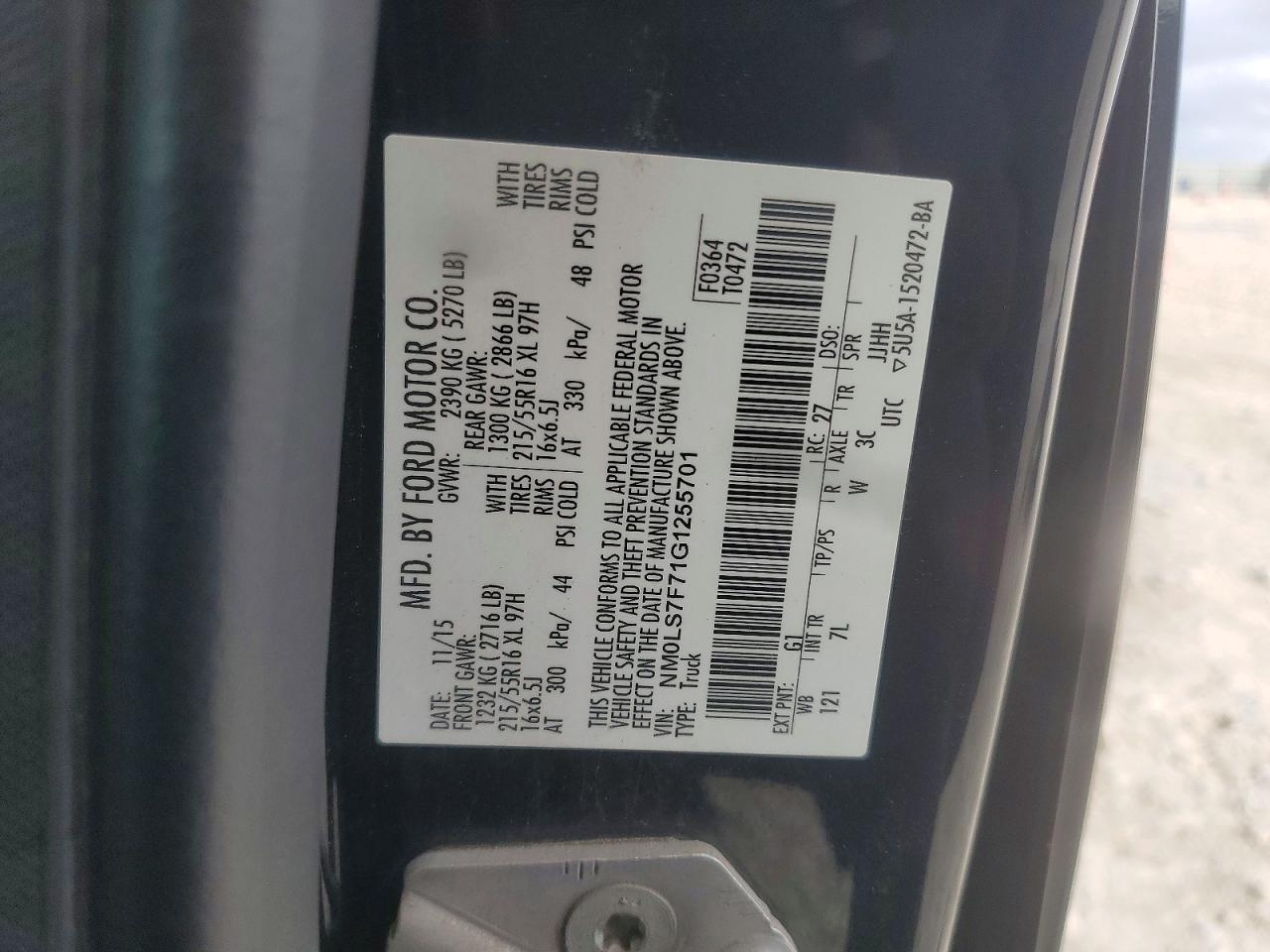 2016 FORD TRANSIT