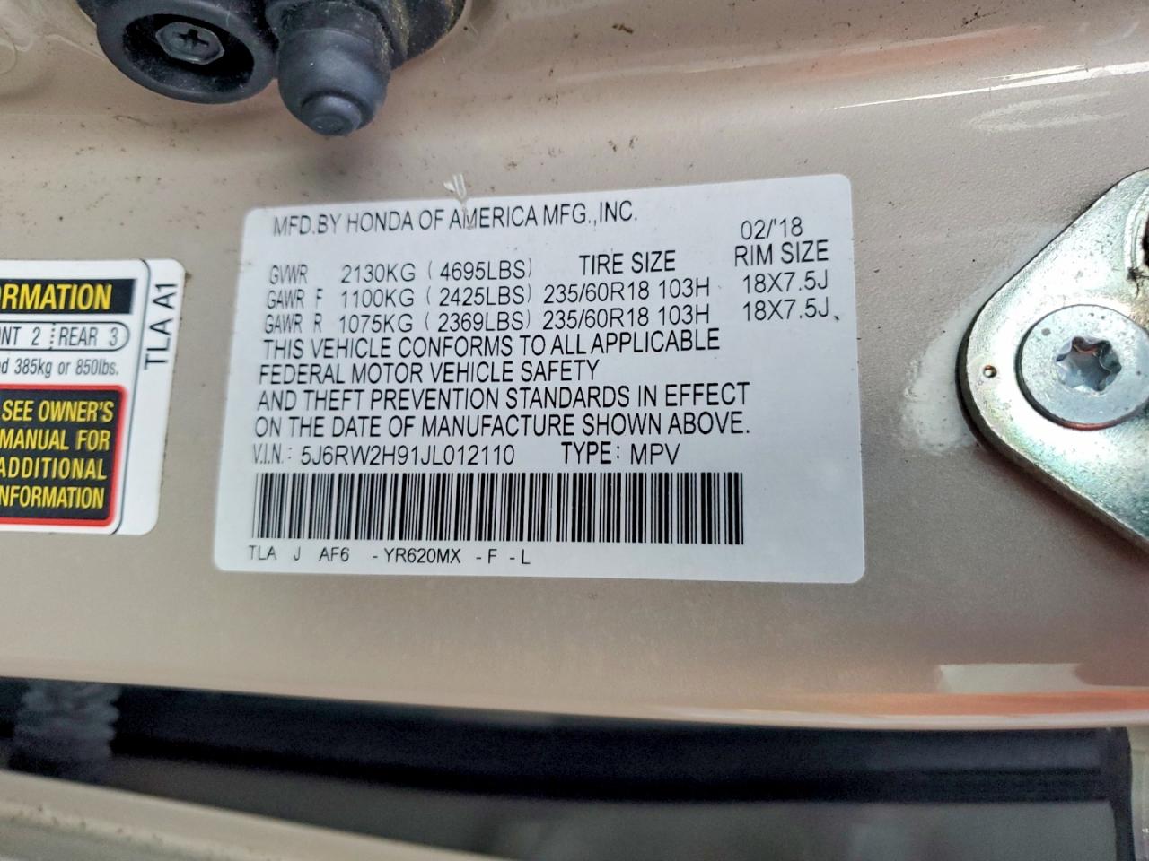 2018 HONDA CRV