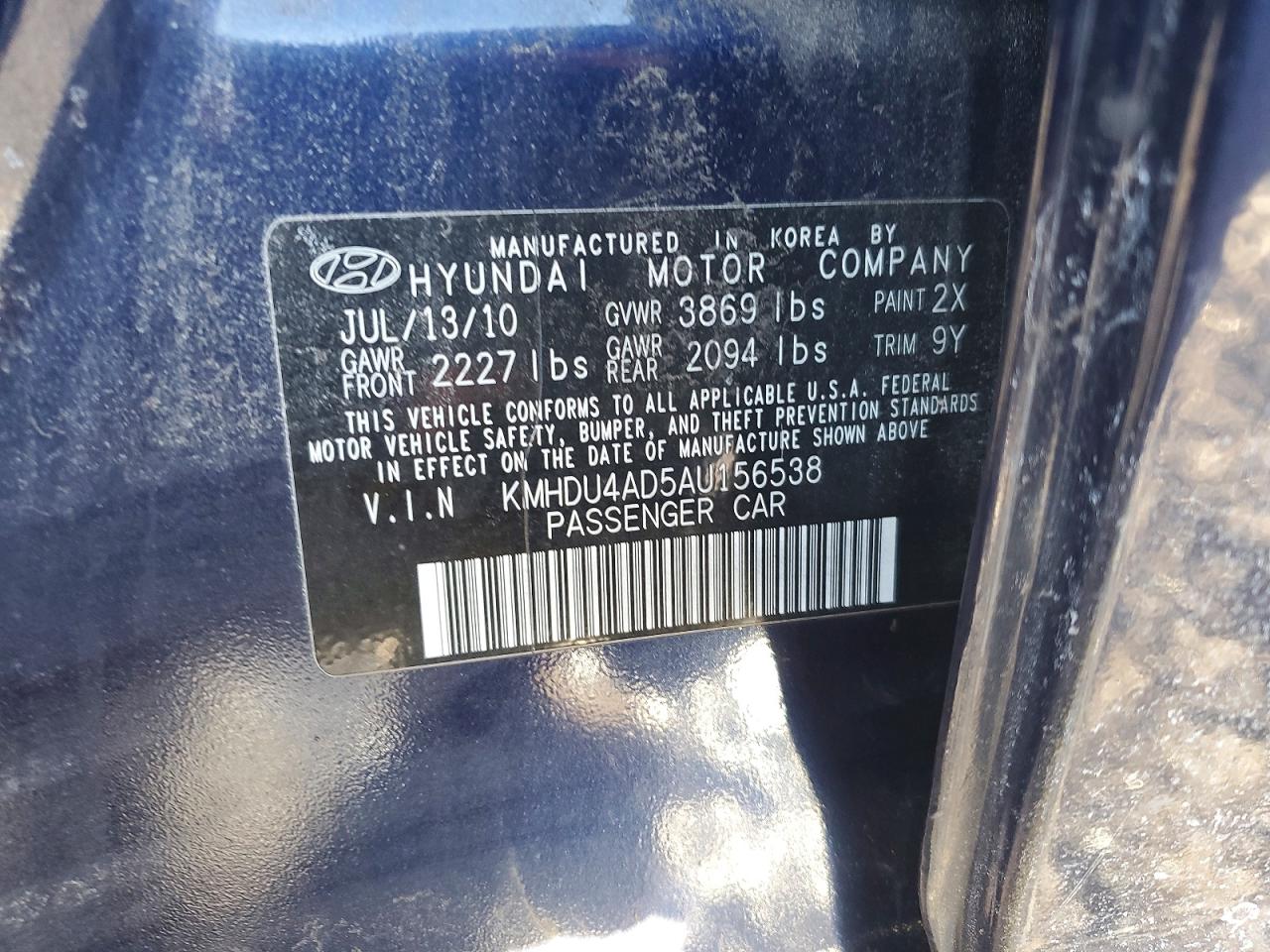 2010 HYUNDAI ELANTRA
