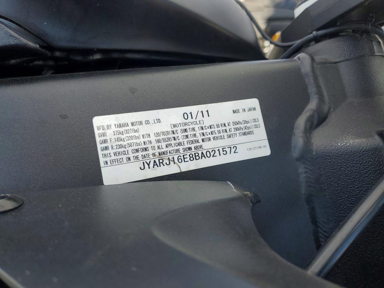 2011 YAMAHA YZF600