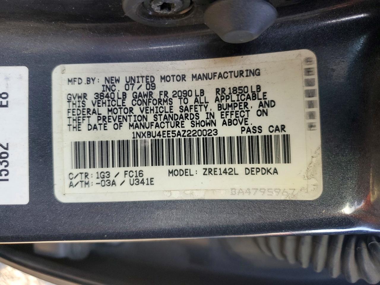 2010 TOYOTA COROLLA