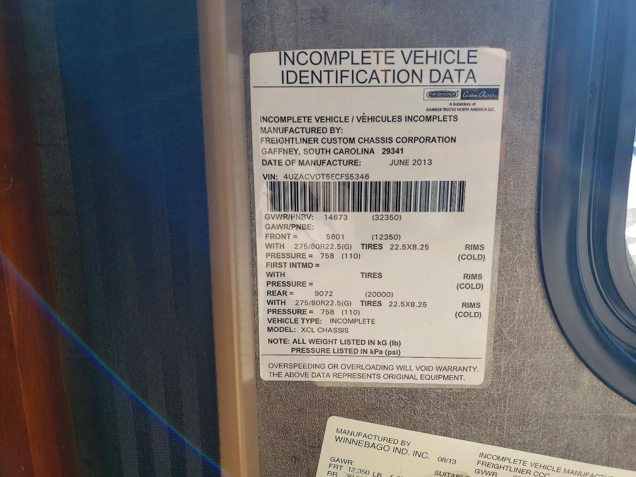 2014 ITASCO MOTORHOME
